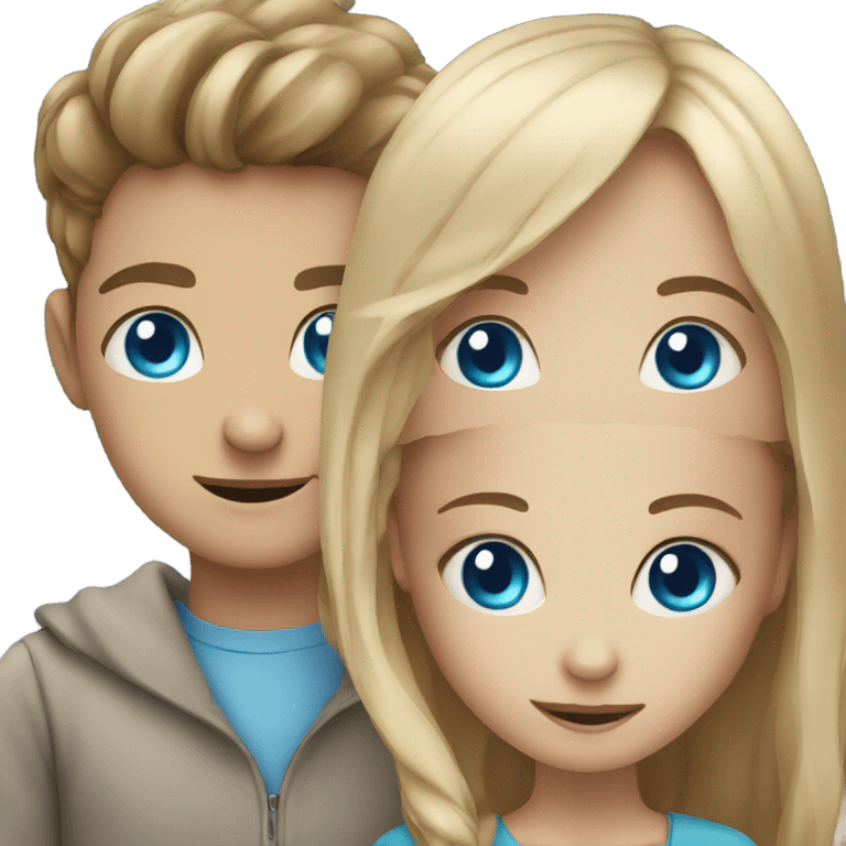 Girl and boy with blue eyes emoji