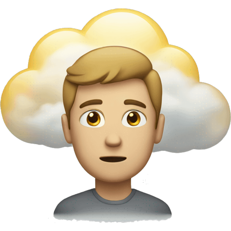 men thinking about cloud emoji