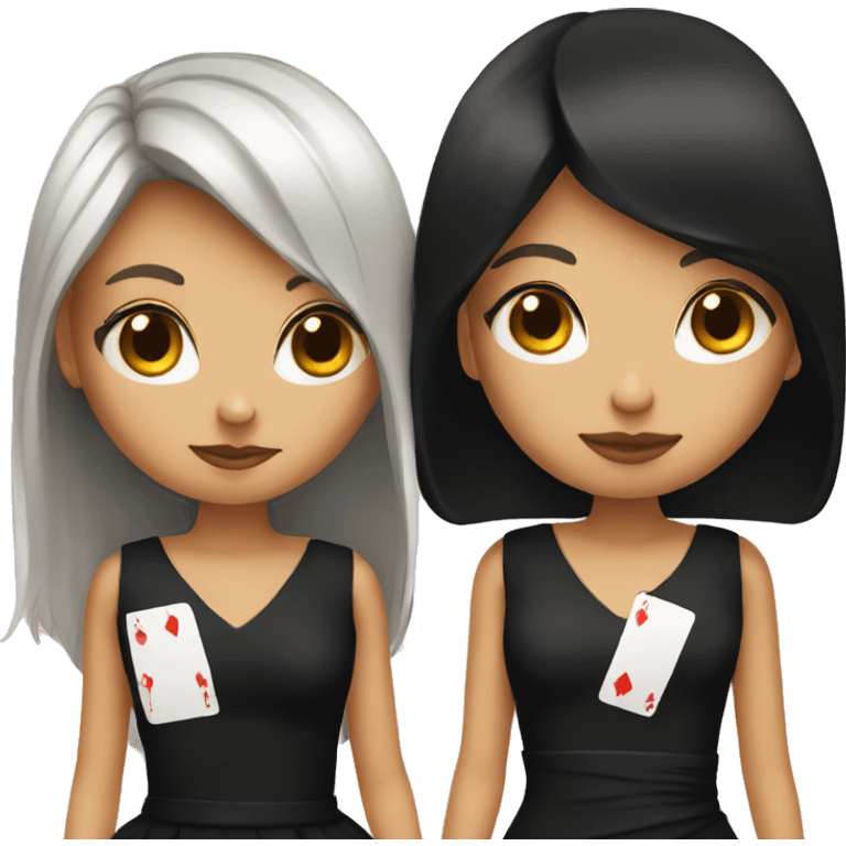 a black dress and a poker face emoji