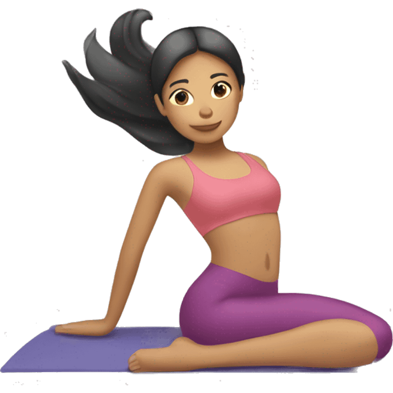 Filipina doing Pilates mermaid stretch  emoji