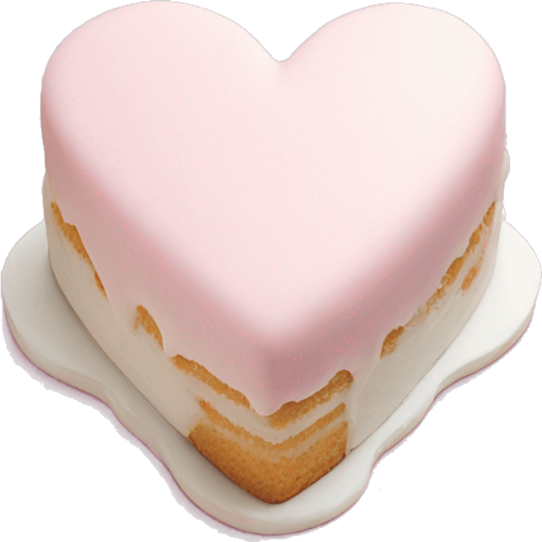 pastel pink heart shaped cake with white shell frosting emoji