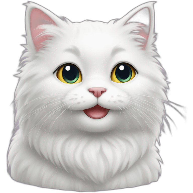 cute white furry cat small happy emoji