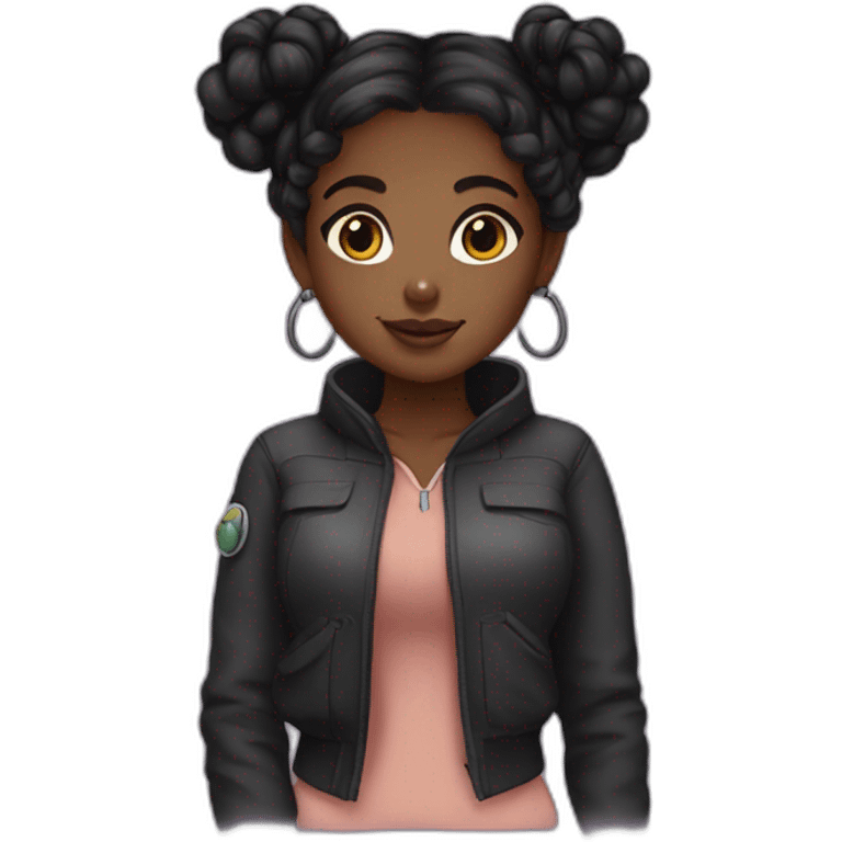 dark brown girl space buns emoji