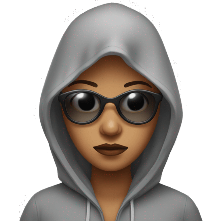 annoyed bougee girl with sunglasses and hood on emoji