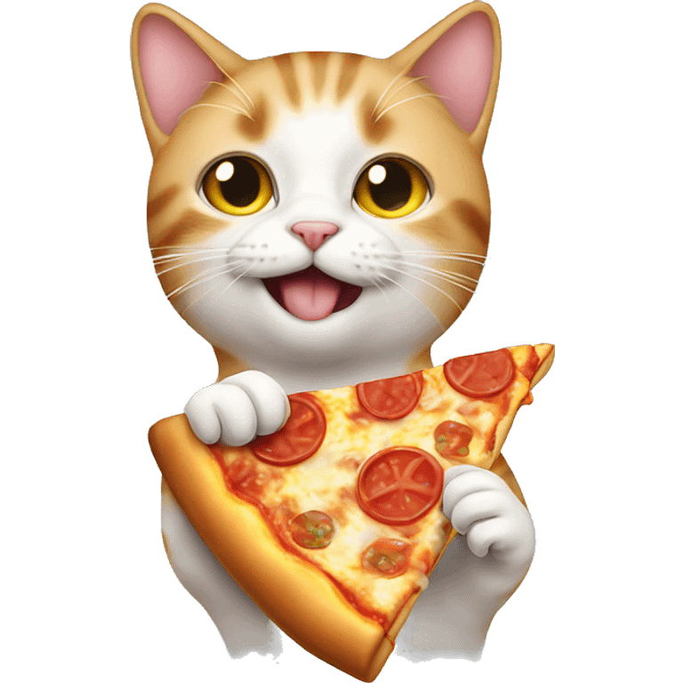 Cat eating pizza emoji