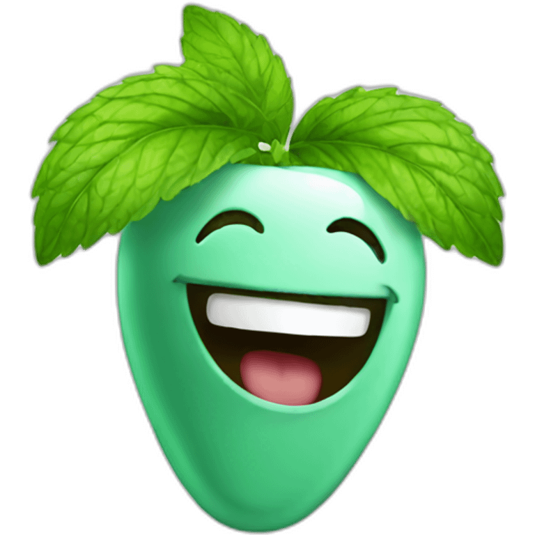 laughing with grabbing mint emoji