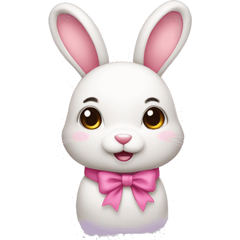 Cute rabbit with a pink bow emoji