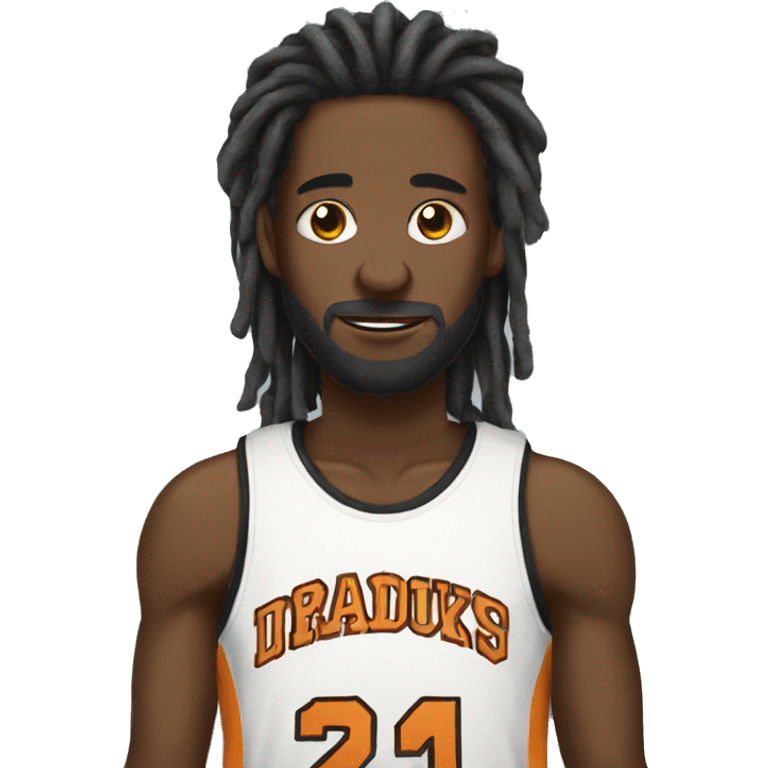 Dreadhead black male with basketball emoji