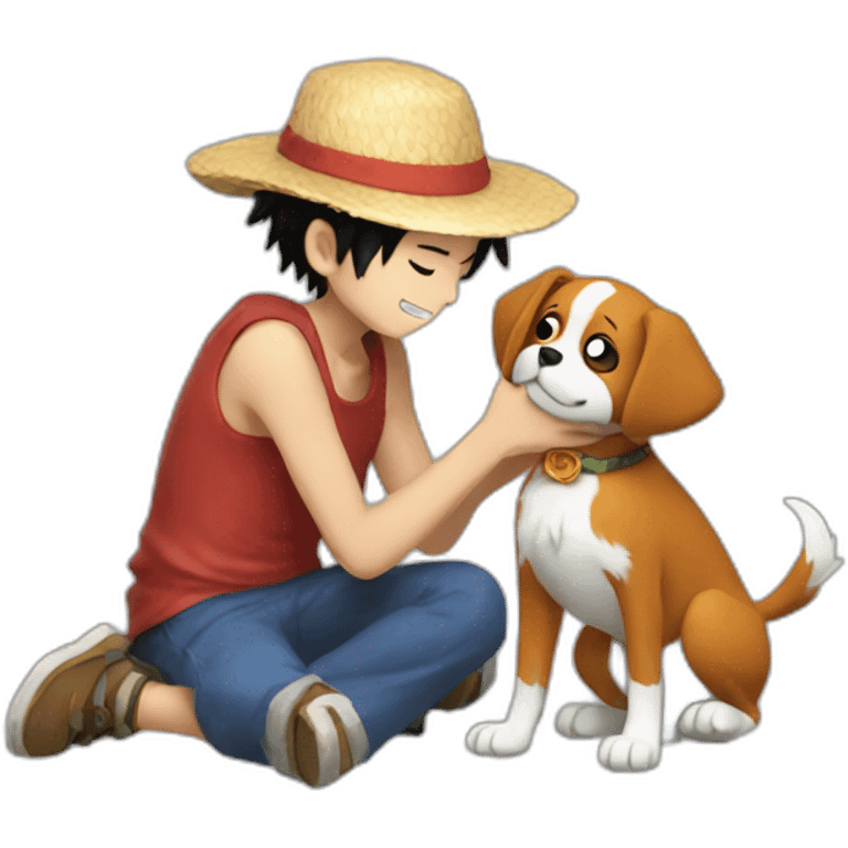 Luffy petting a dog emoji