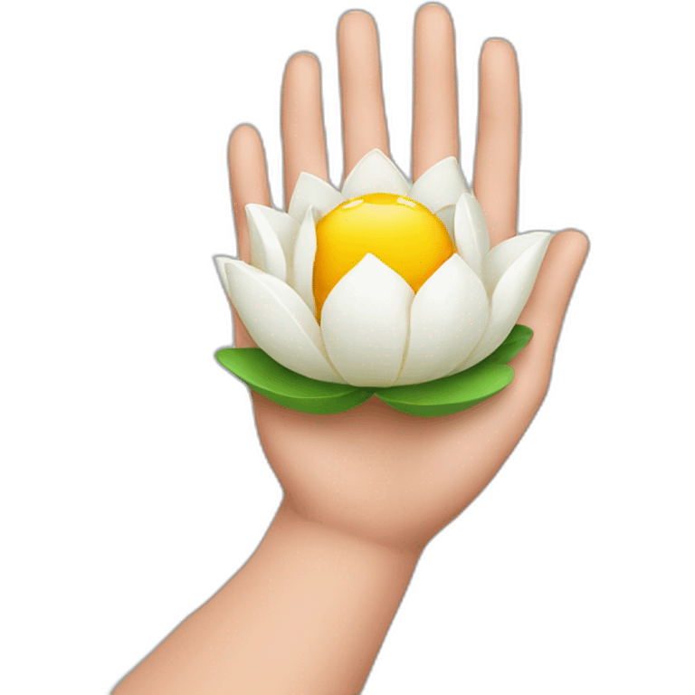 Lotus on hand emoji