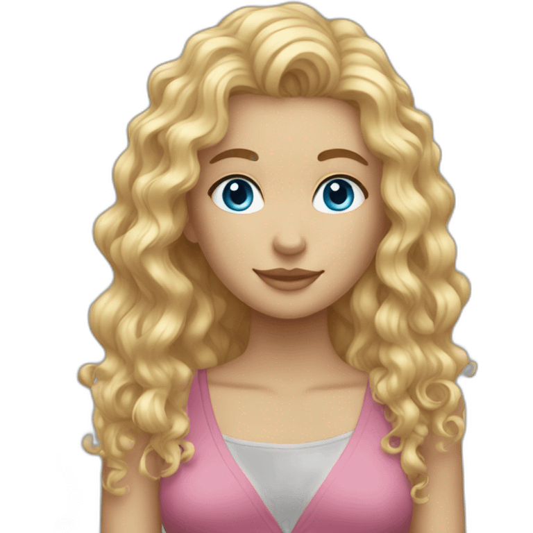 Tall curly blonde girl blue eyes emoji