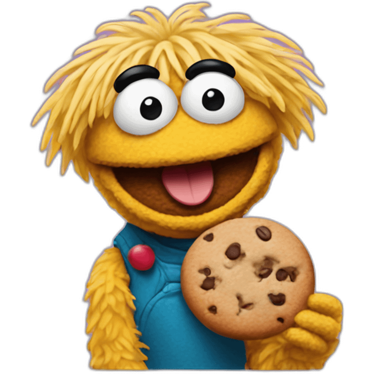 Smiling Muppet with cookie emoji