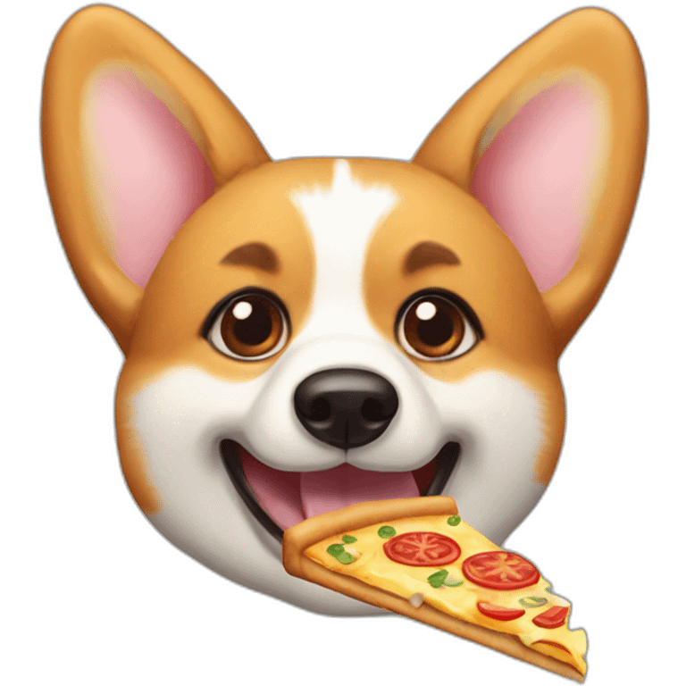 corgi eating pizza emoji