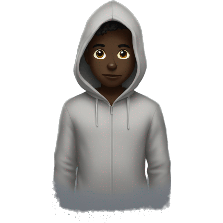 mysterious boy in hood black skin emoji