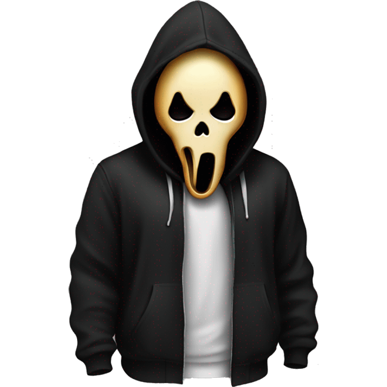 Ghostface from scream with black hoodie open mouth emoji