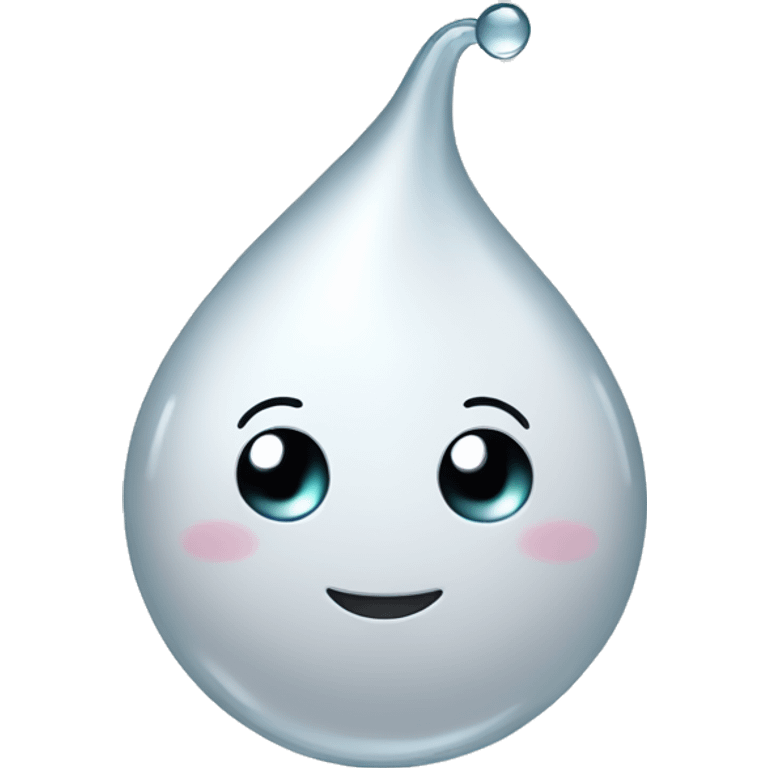 happy white droplet swimming, no water, only white liquid, with tail swimming, make the tail a bit squiddly,   emoji