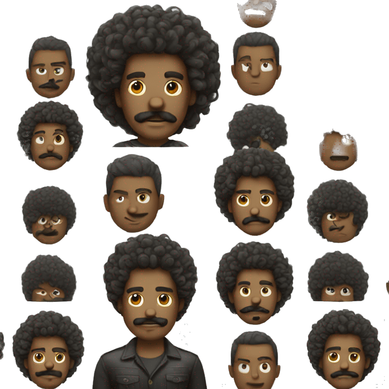 man with moustache and big curly hair emoji