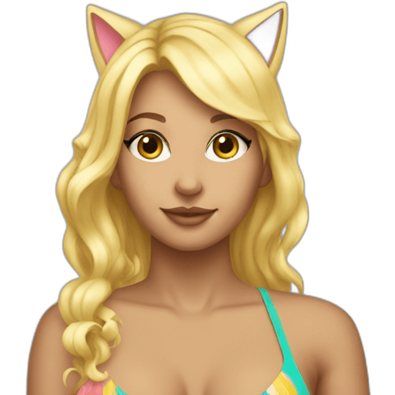 hot catgirl blonde swim suit emoji