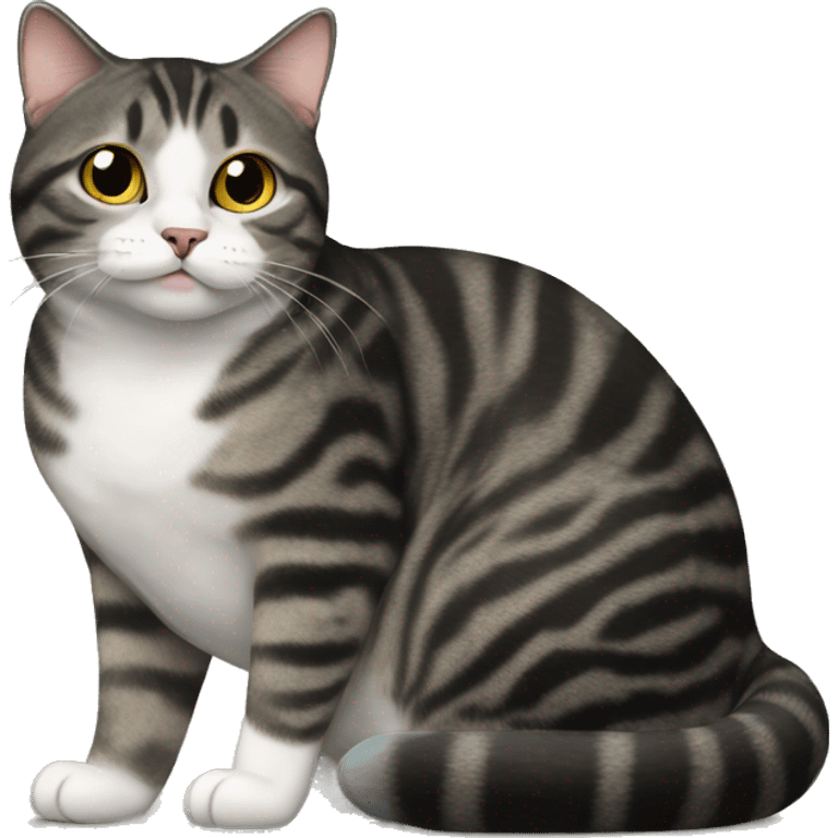 very fat black mackerel tabby cat emoji