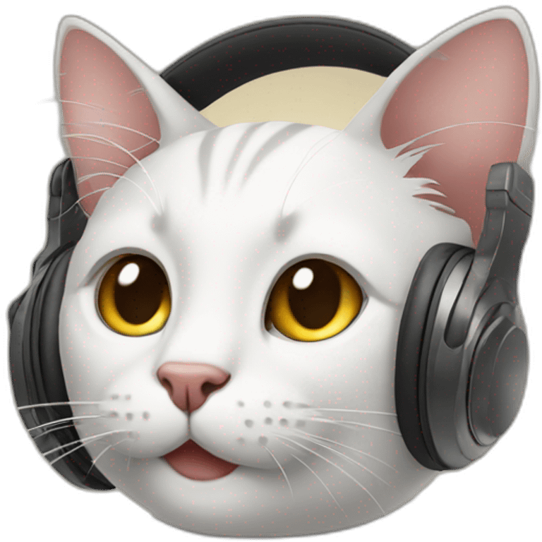 cat satisfied with headphones emoji