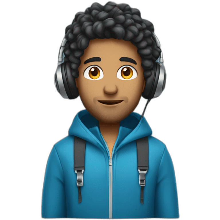 indian guy with semi curly hair and headphones and blue jacket emoji