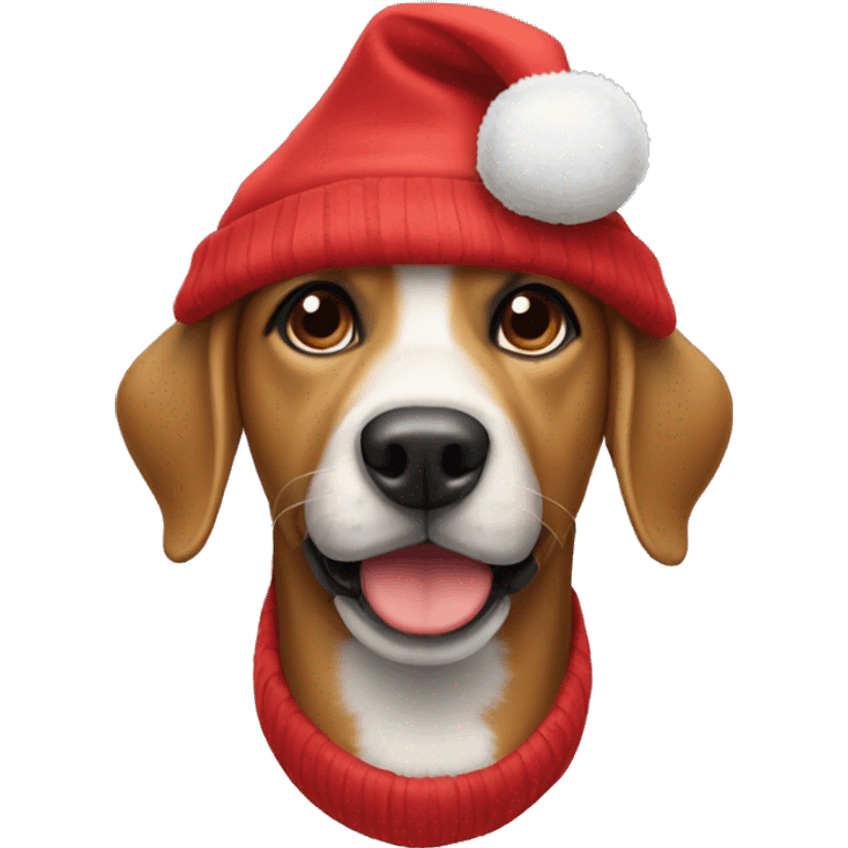 un perro con gorro de santa  emoji