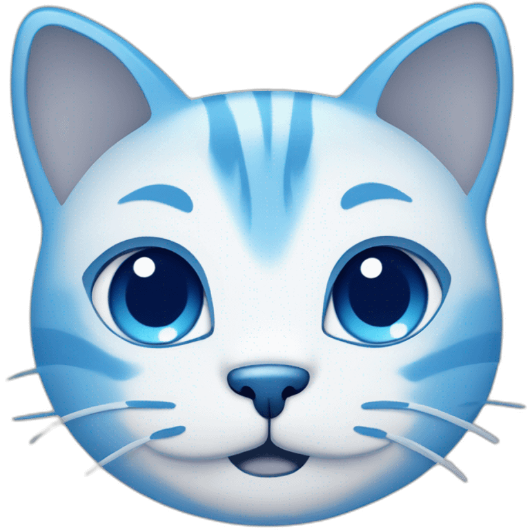 Blue simplistic sketch of a cute cat face emoji