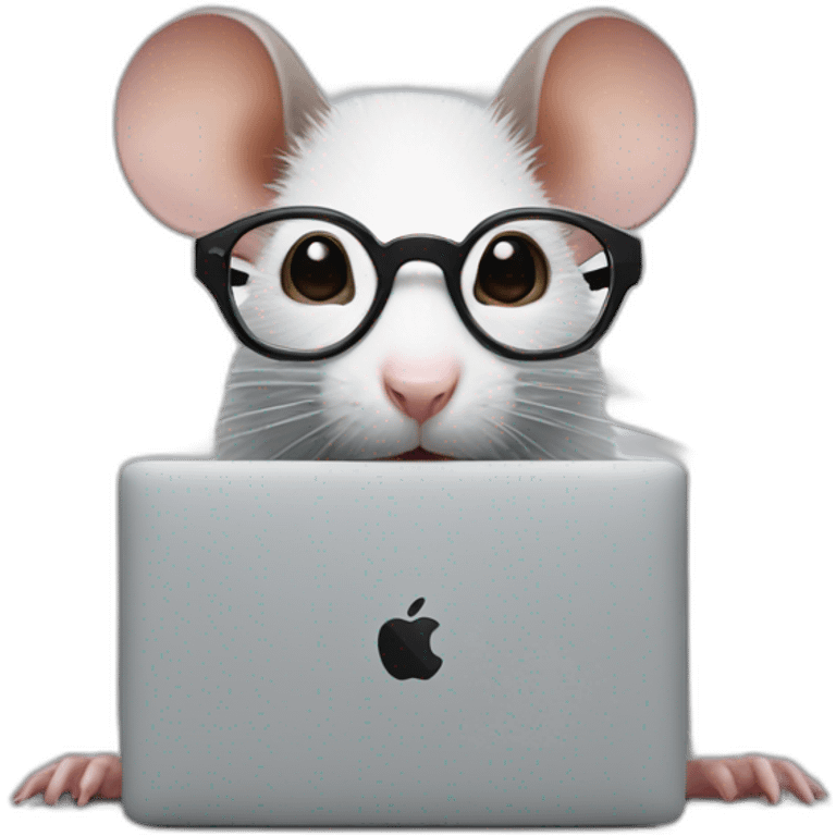 A rat with glasses and a macbook emoji