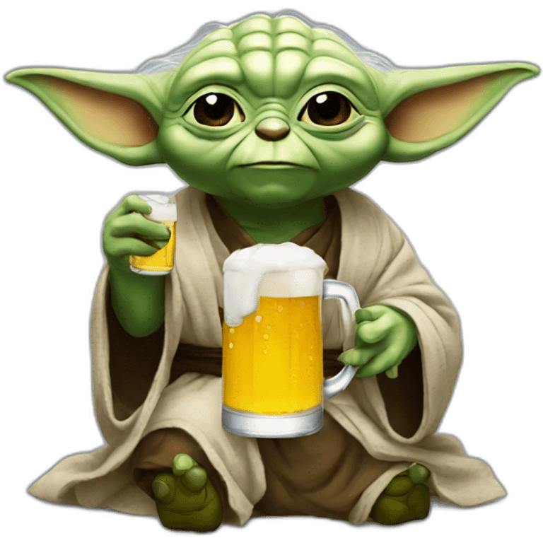 Yoda drinking beer emoji