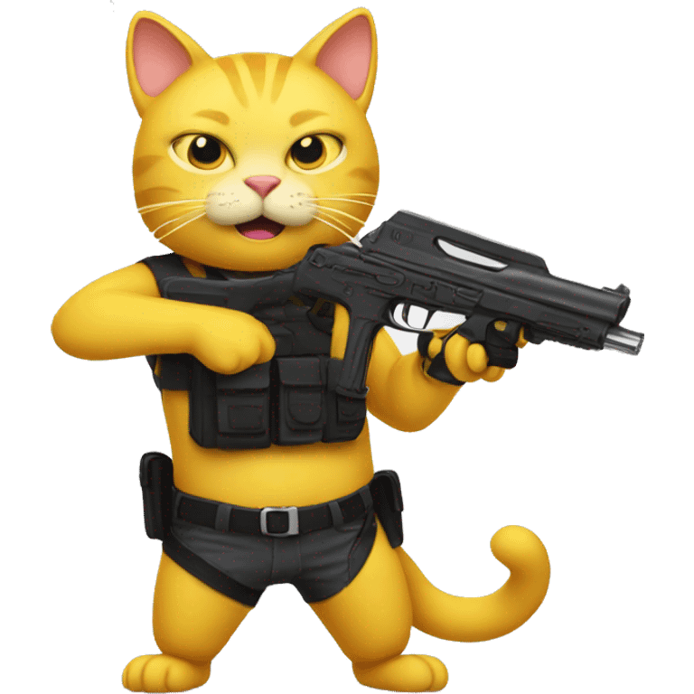 Yellow cat with a gun emoji