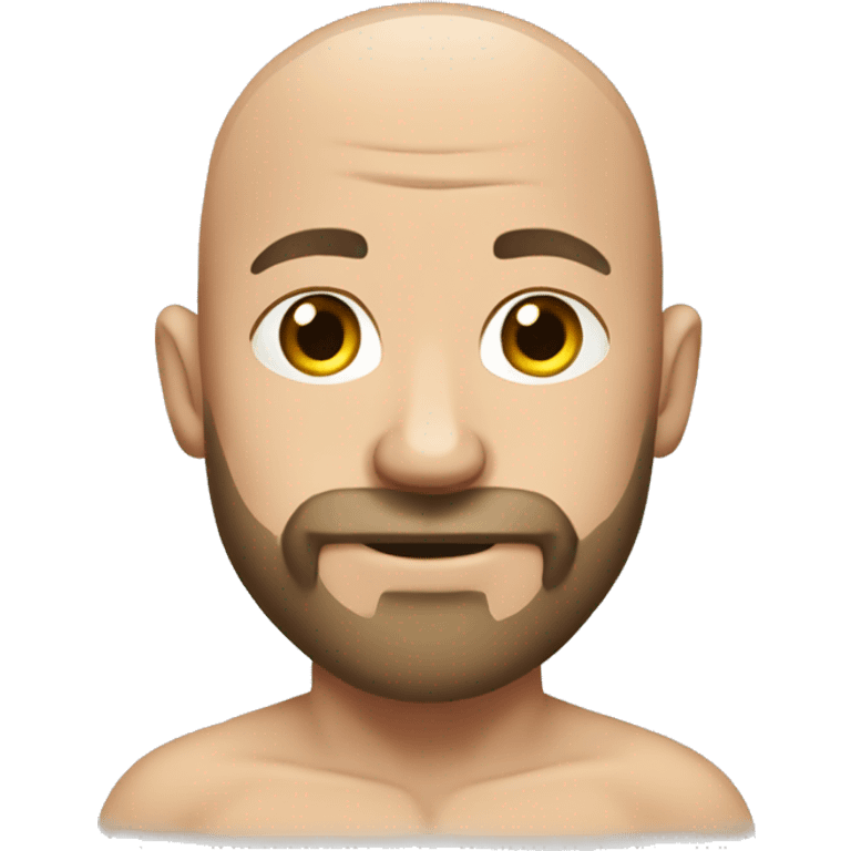 muscular bald man with beard in towel emoji