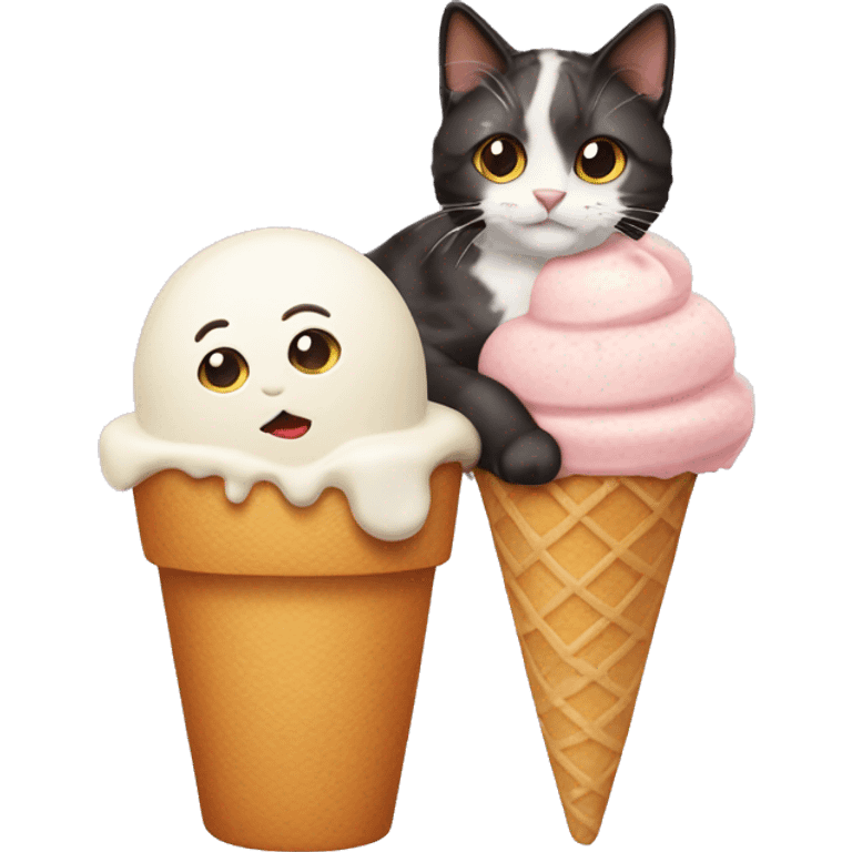 Icecream with calico cat emoji