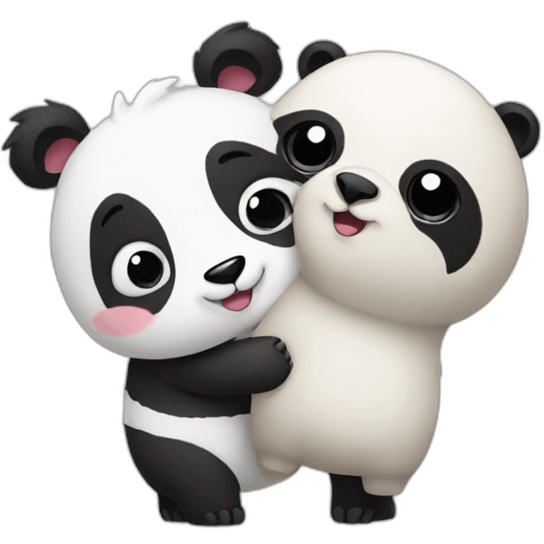 cute panda and big llama hugging emoji