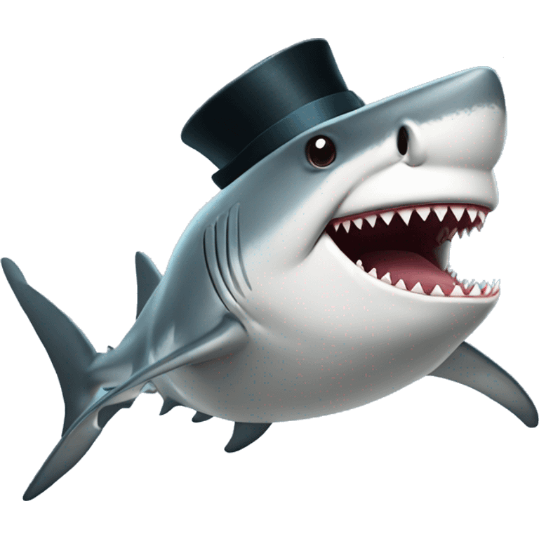 Shark with a top hat emoji