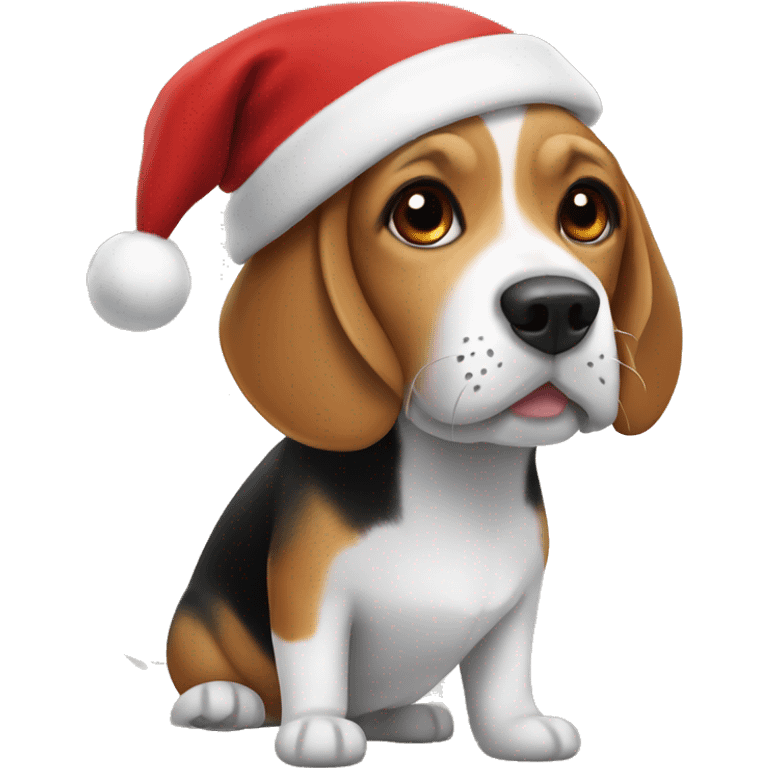 Beagle with Santa hat emoji