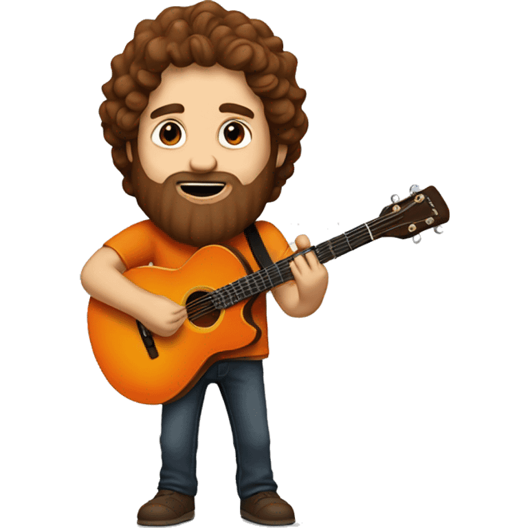 Man with brown hair and beard orange ibenez guitar emoji