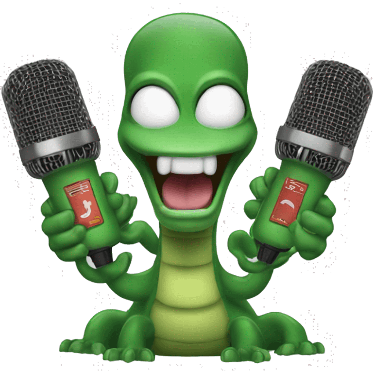 three-headed hydra holding a shure sm58 microphone in its paws emoji