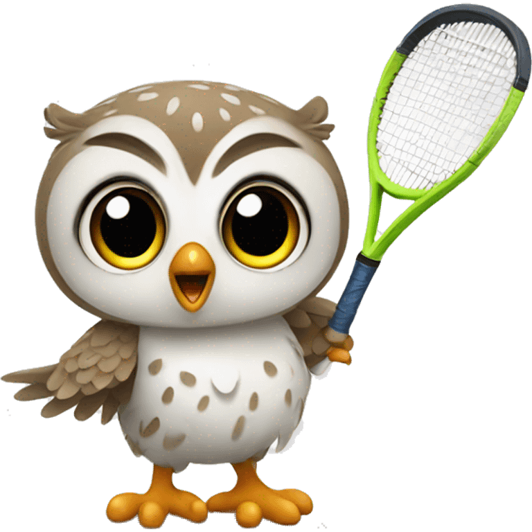 Baby owl playing tennis emoji