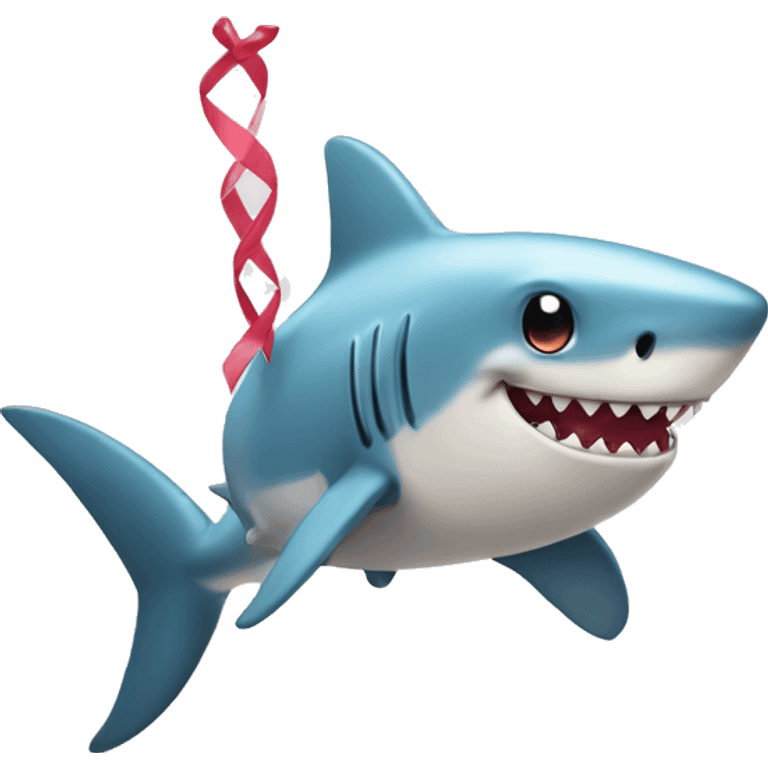 cute shark with ribbon emoji