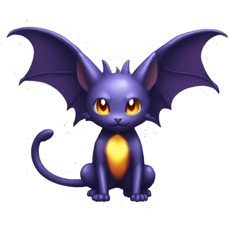 Shiny Fire-Type-Dark-type-Poison-type-Fakémon-Bat-Cat full body emoji