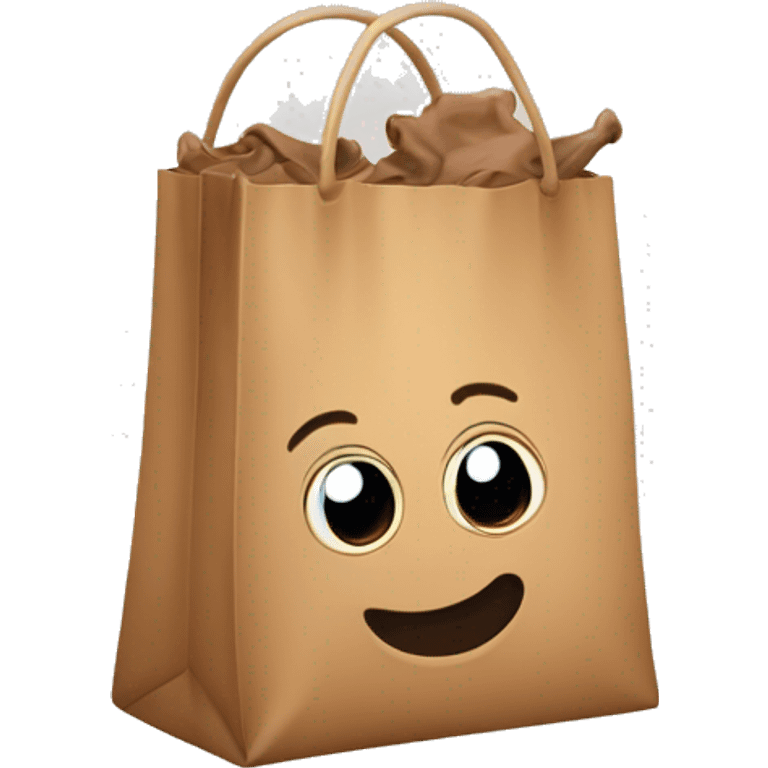 Plastic shopping bag half filled with brown stuff and Flying  emoji