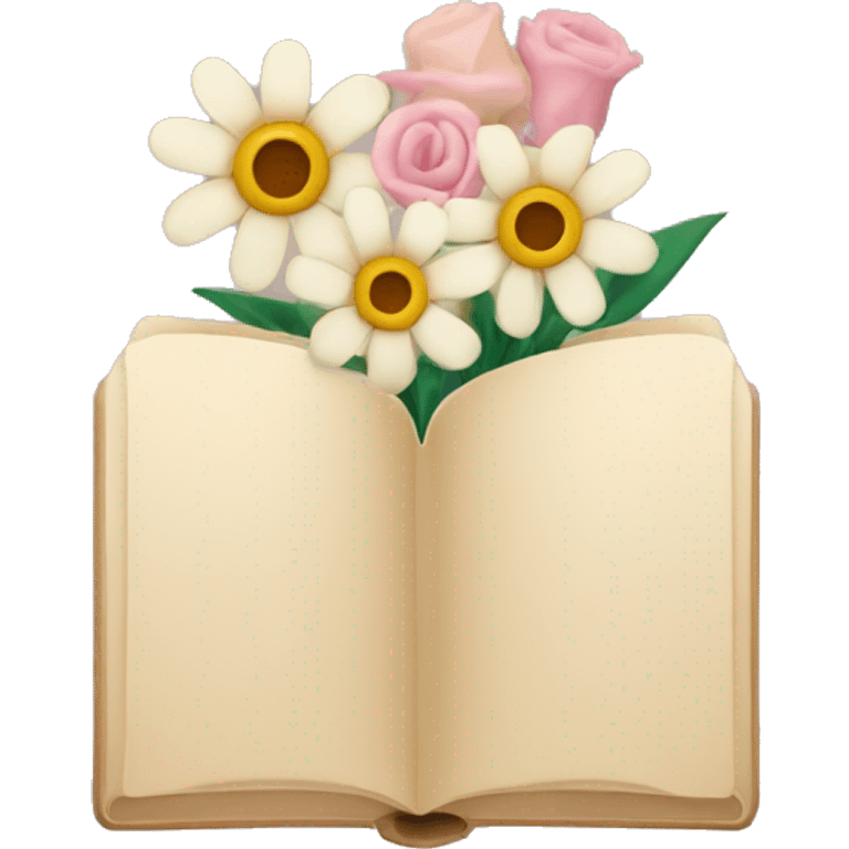 beige books and flowers emoji