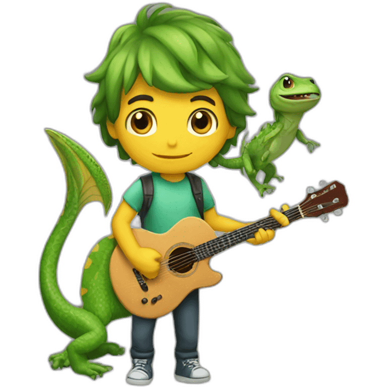 boy with guitar and lizard emoji