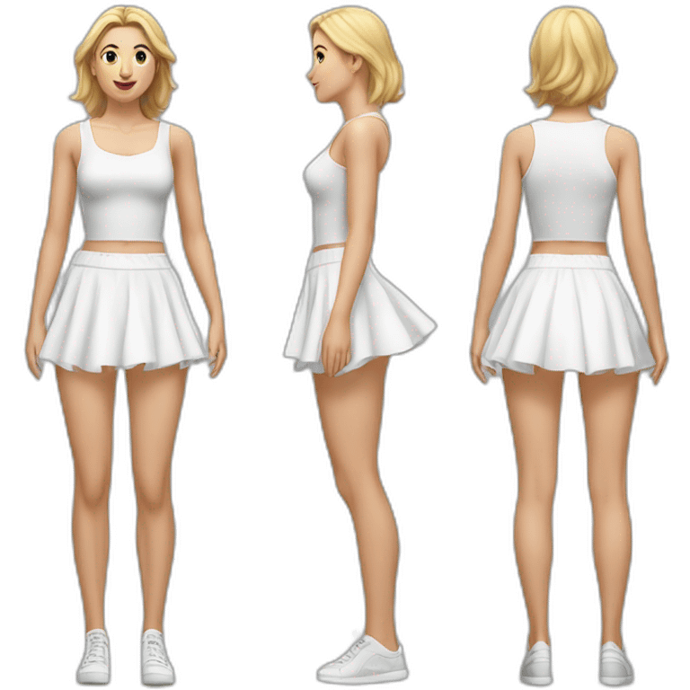 hyperrealistic-full-body-caucasian-curvy-beauty-jumping-small white-skirt-back-and-front-views-strong-wind-knickers emoji