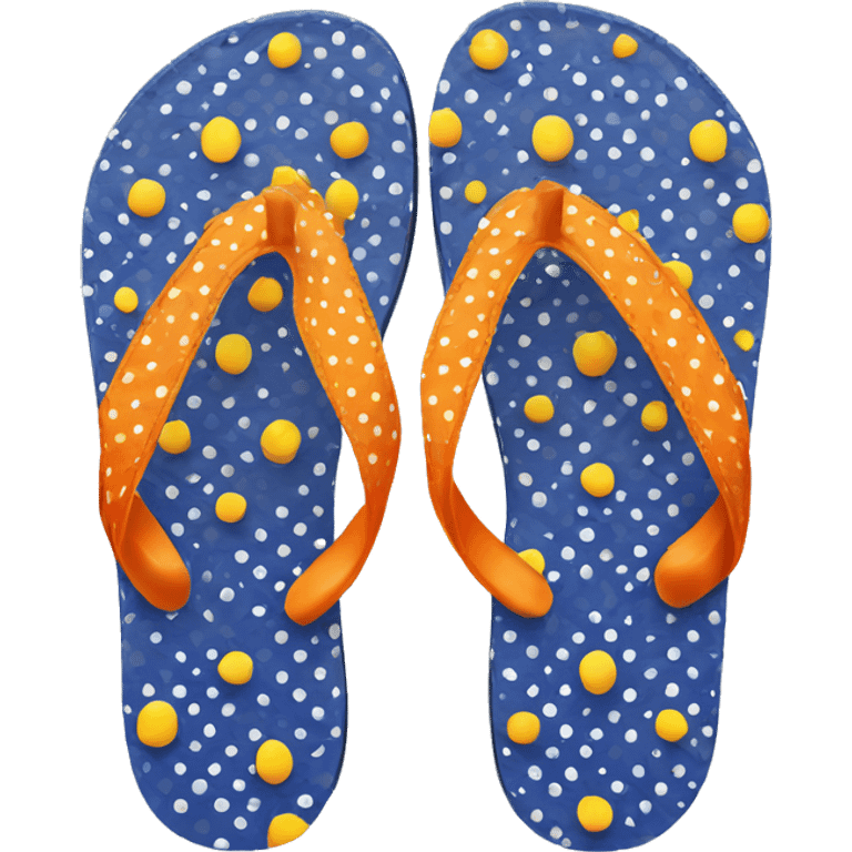 Realistic pair of polka dot summer flip flops isolated. emoji