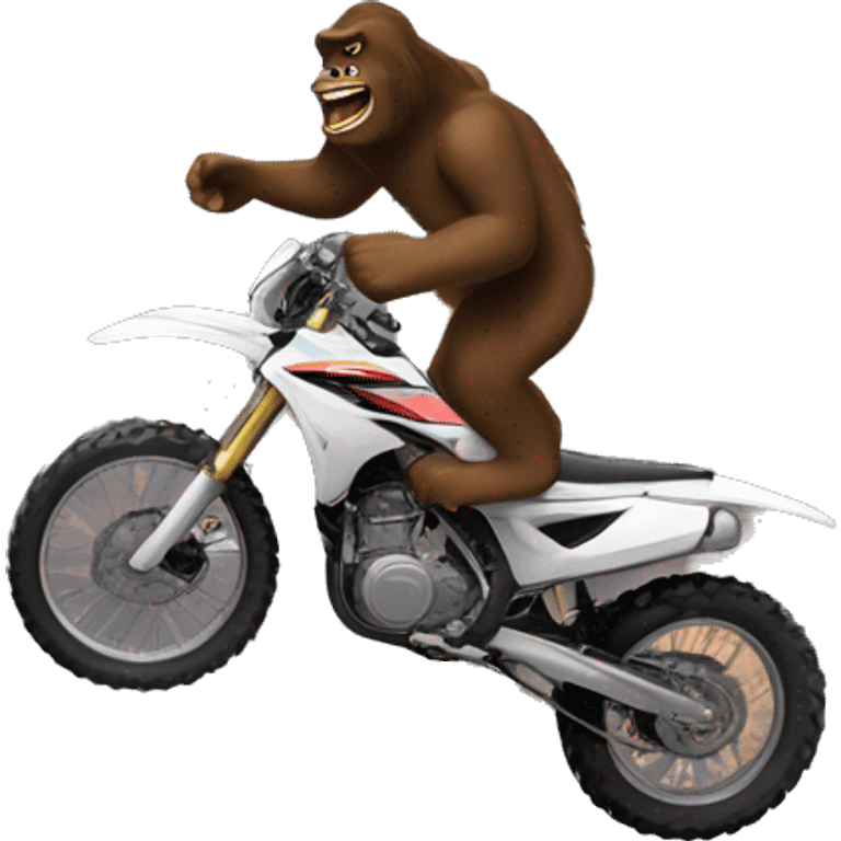 Big foot jumping the Grand Canyon on a dirtbike  emoji