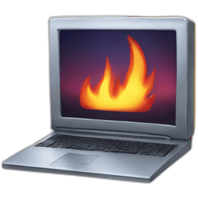 flames over a computer emoji