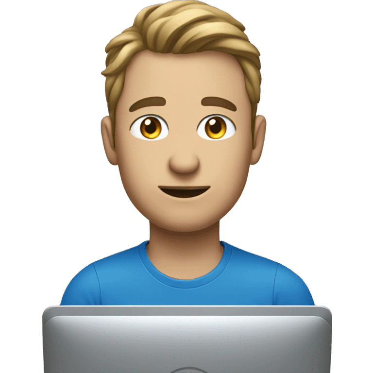 It guy with Blue Shirt on a pc emoji