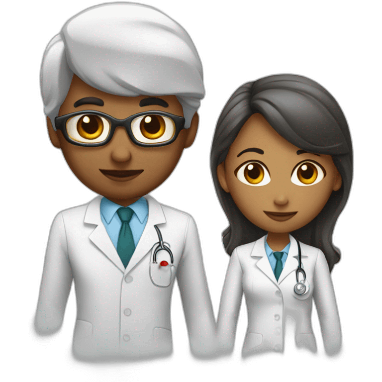 Young Neurologist and gynecologist in love emoji