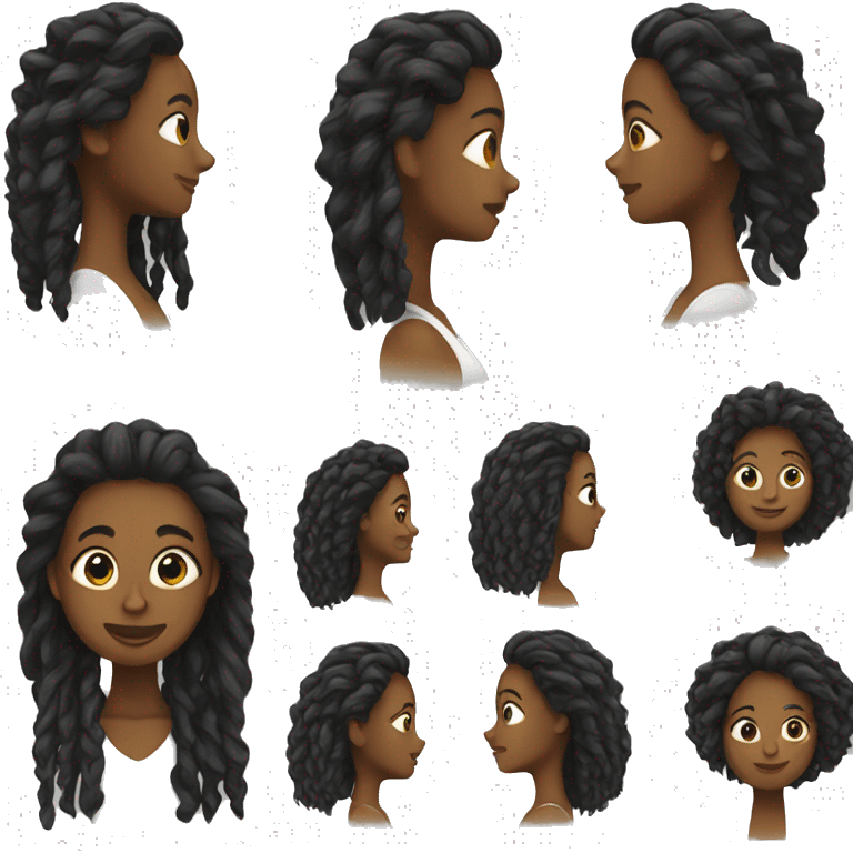 black woman combing out locs emoji